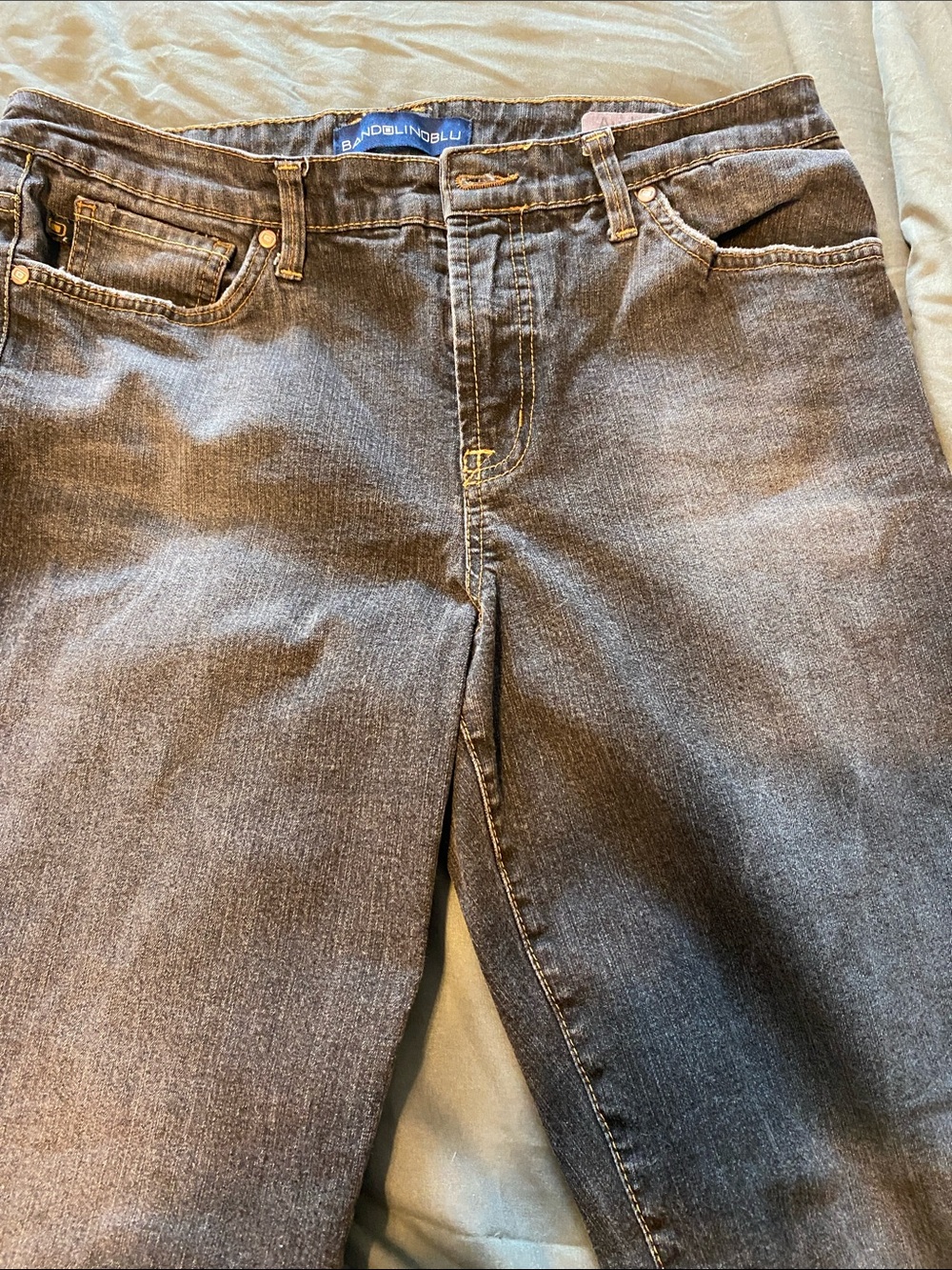 Bandolino Blu Navy and Gold Topstitched Jeans Label Detail size12